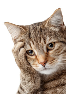 stressed cute cat, facepalming. depressed |  transparent png