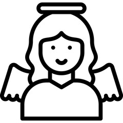 angel icon illustration design with outline