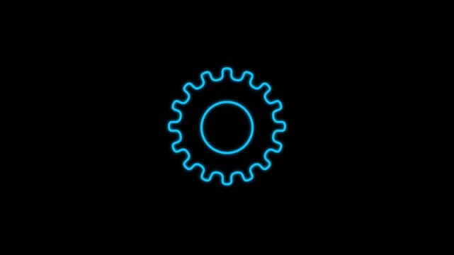 Gear wheel rotation animation on background.Animated of setting gear line ui icon. System settings. Processing. Part of mechanism