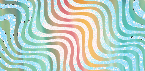 Abstract Wavy Groovy Lines Background: Light Pastel Retro Summer Texture Design