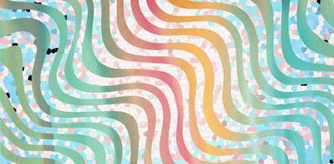 Abstract Wavy Groovy Lines Background: Light Pastel Retro Summer Texture Design