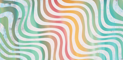 Abstract Wavy Groovy Lines Background: Light Pastel Retro Summer Texture Design