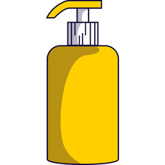 Yellow Pump Bottle With Silver Top Dispenser Clean And Simple Object Icon With Transparent Background Isolated Vector Illustration