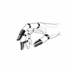 Vector art of robotic hand with articulated fingers and metallic accents