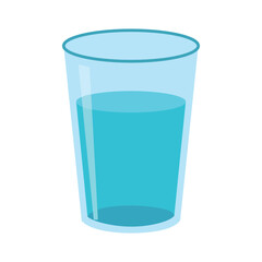 Clear glass cup filled with refreshing blue liquid sits on a plain white background