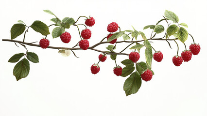 raspberry fruit plant tree isolated on white background
