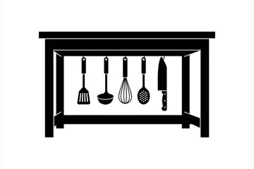 Kitchen Table with Hanging Utensils
