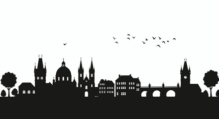 Fototapeta premium Detailed vector illustration of a stock exchange house silhouette with a modern design, perfect for financial services and investment-related projects, suitable for png use.