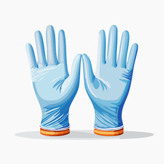 Obraz premium A pair of light blue disposable medical examination gloves with orange cuffs, presented in a clean, isolated studio shot.
