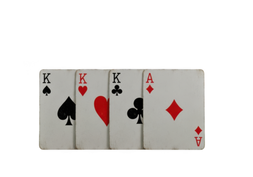 Four king and ace cards isolated on transparent background, a winning poker hand - Powered by Adobe