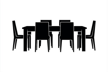 Silhouette of a Dining Table with Chairs