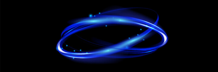 Neon Eclipse Glowing Blue Rings. Celestial Blue. Neon Circle Glow. Blue Neon Light Rings. Sapphire Glow Neon Circular Lights.