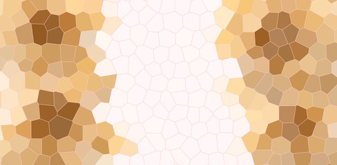 Warm Beige and Brown Mosaic Cellular Background with White Center Copy Space