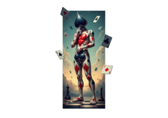 Fantasy character with playing card suit designs isolated on transparent background