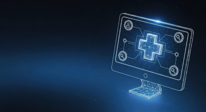Secure Digital Healthcare on a Glowing Computer Monitor