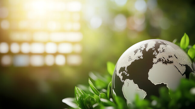 A symbol of sustainability, this globe nestled in lush greenery emphasizes the importance of protecting our planet for future generations.