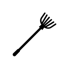 Illustration of a rake tool on transparent background silhouette