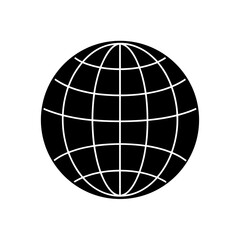 Black globe with gridlines on transparent background silhouette