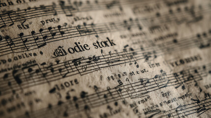 vintage music sheet with musical notes on a white background,