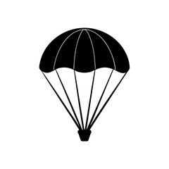 A simple black parachute on transparent background silhouette