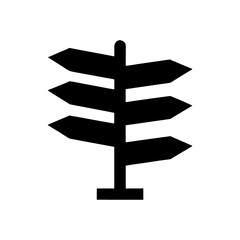 Signpost with many signs on transparent background silhouette