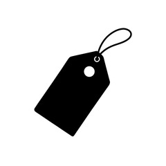 Simple black price tag on transparent background silhouette