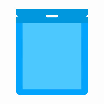 A simple, flat design illustration of a light blue resealable plastic bag with a white notch at the top.