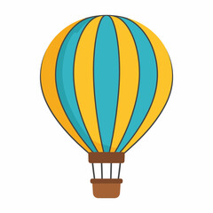 Obraz premium Illustration of a colorful hot air balloon with yellow and blue stripes, ready for flight.
