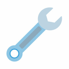 A simple illustration of a blue wrench tool, commonly used for mechanical tasks.
