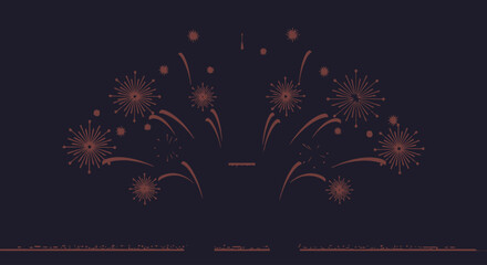 Elegant fireworks display on dark background for festive celebrations and commemorative events, ideal for holiday promotions, event announcements, or background for graphic designs.