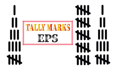 Bold Tally Marks EPS: Black Counting Vectors