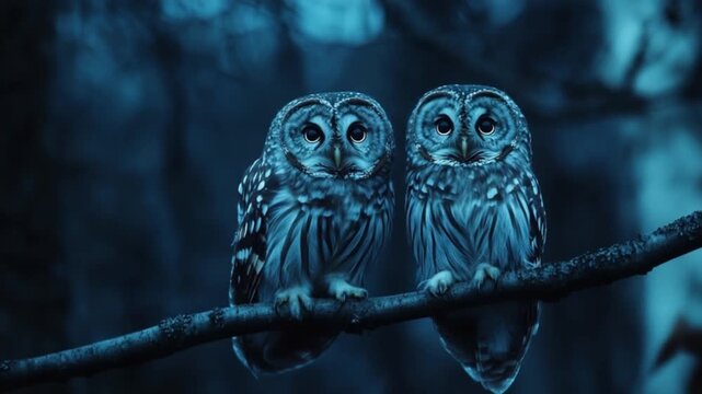 Night Owls: A Serene Duo in the Blue Hour