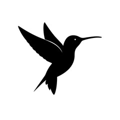 Silhouette of hummingbird on transparent background