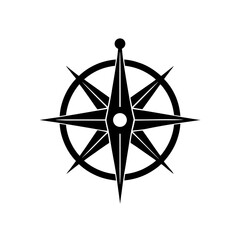 Black compass rose design on transparent background silhouette © son