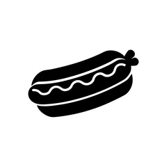Hotdog with wavy mustard on transparent background silhouette