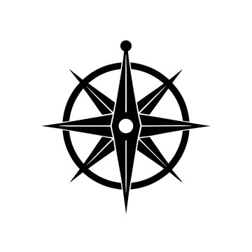 Black compass rose design on transparent background silhouette
