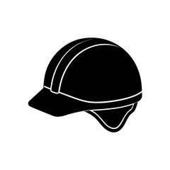 Black construction helmet on transparent background silhouette