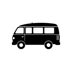 Silhouette of a camper van on transparent background