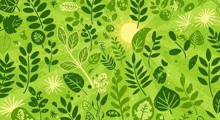Eco-Friendly Nature Vector Background, Green Leaves, Sustainable Lifestyle Illustration