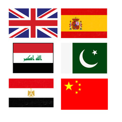 Collection of Six International National Flags