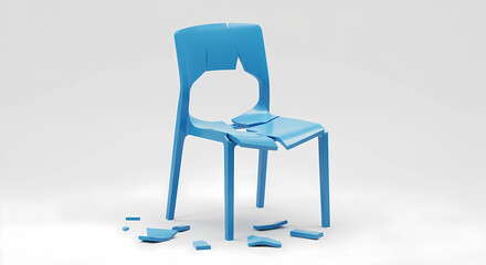 Fototapeta premium Old Broken Chair Made of Plastic on White 