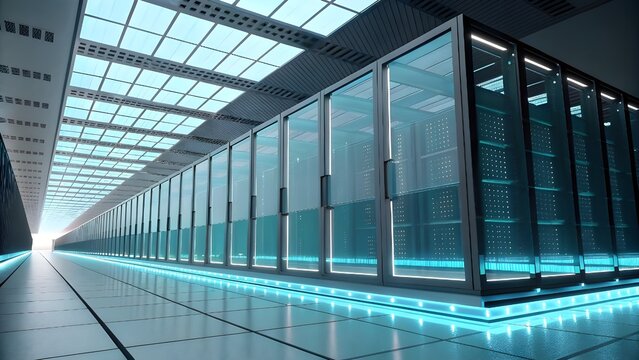 Futuristic Data Center Server Room &ndash; Modern Technology Infrastructure 3D Render