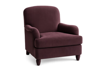 Fototapeta premium Elegant velvet armchair in burgundy with transparent background