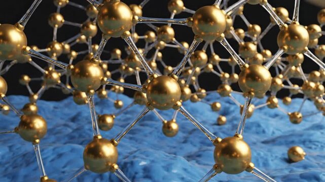 Luxurious Golden Molecular Structure Model for Scientific, Technological, and Business Innovation, Modern Scientific Model for Education, Research, and Technology Advancement, High-Quality Decorative