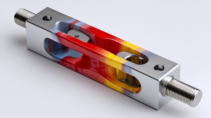 High-Detail Render of Colorful Mechanical Component for Engineering Use