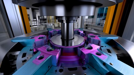 Close-Up of Precision Machinery in Modern Industrial Setting