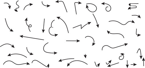 Mega Set of Different Hand Drawn Doodle Arrows and Directions Vector Collection
