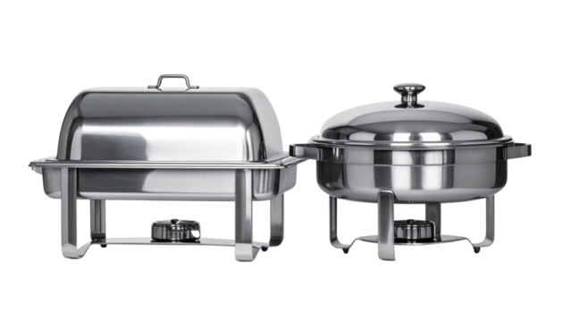 Stainless steel buffet server bundle isolated on transparent background