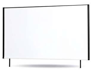 A sleek whiteboard with a modern black frame sits atop a sturdy wooden easel, ready for brainstorming sessions or presentations in a bright office space.