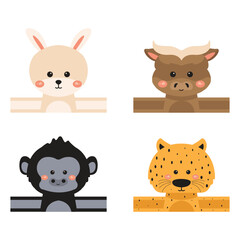 Animal birthday hat collection cartoon icon illustration